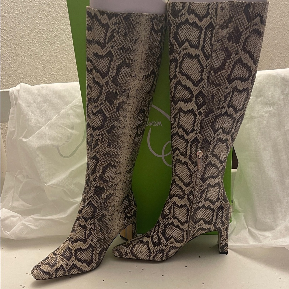 Sam Edelman Snake Print Heeled Boots - Picture 2 of 5